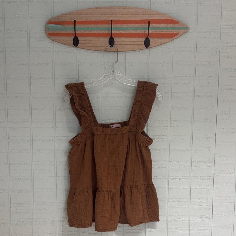 Brown Ruffle Sleeveless Babydoll Top
